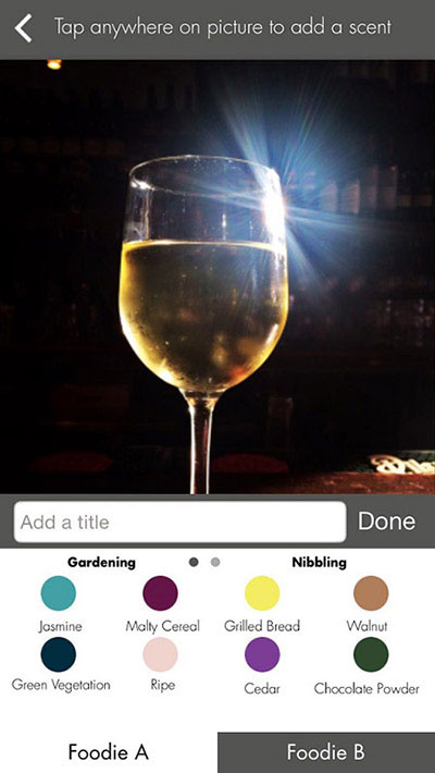 Ứng dụng oSnap trên iPhone cho phép người gửi chọn lựa các mùi hương