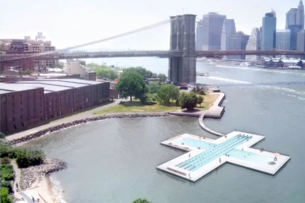 Bể bơi nổi hình chữ thập trên sông Hudson tại thành phố New York, Mỹ có thể trở thành một kỳ quan sau khi nó phục vụ con người vào năm 2016.