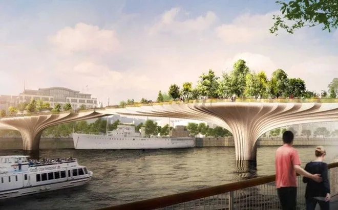 Thomas Heatherwick, một kiến trúc sư Anh, muốn thiết kế một "cầu vườn" qua sông Thames ở thành phố London.