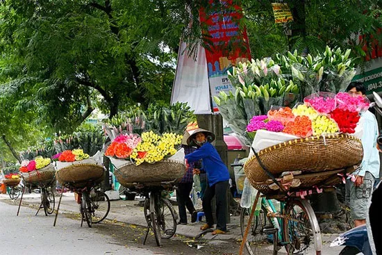 Hay mỗi sớm mai thức giấc mở của ra phố đã bắt gặp những gánh hàng hoa mùa nào thức nấy