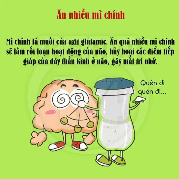 Ăn quá nhiều mì chính sẽ gây mất trí nhớ