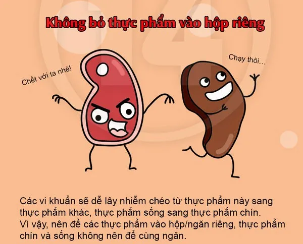 Không bỏ thực phẩm vào hộp riêng