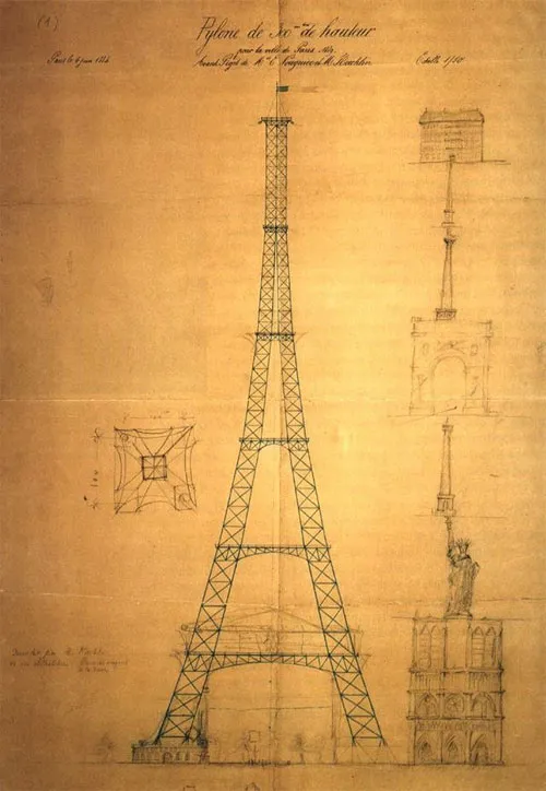 Bản phác thảo đầu tiên của tháp Eiffel