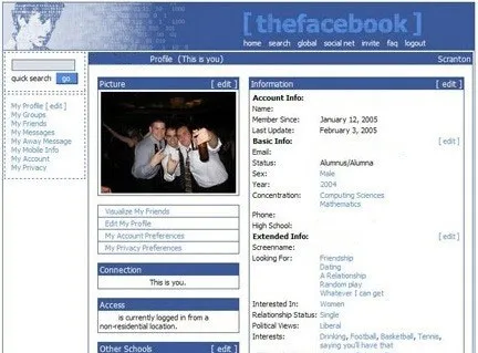 Giao diện trang thefacebook.com