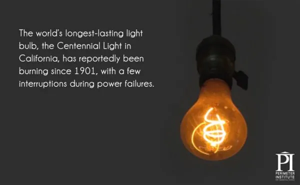 Bóng đèn có tuổi thọ lâu nhất thế giới hiện nay là bóng dây tóc Centennial Light