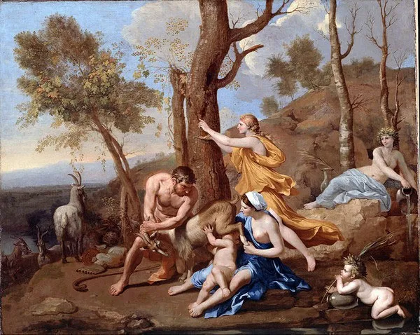Cậu bé Zeus bú sữa dê hàng ngày và trưởng thành