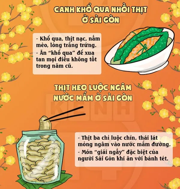 Canh khổ qua nhồi thịt và thịt heo luộc ngâm nước mắm ở Sài Gòn