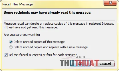 Triệu hồi mail đã gửi