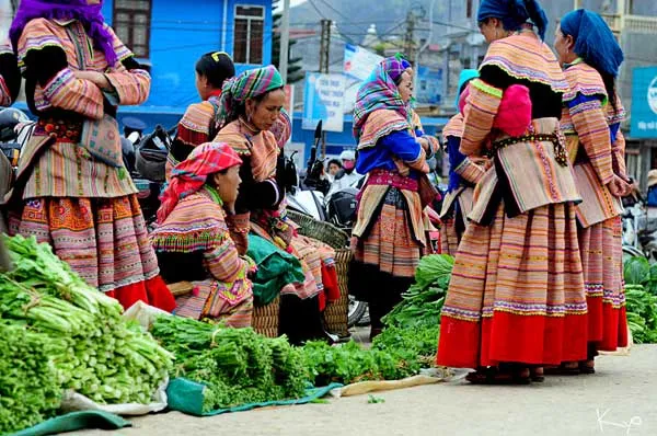 Khu bán rau tại Phiên chợ