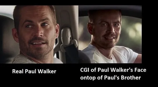 Khuôn mặt của Paul Walker được tái tạo lại bằng kĩ xảo máy tính trên cơ thể của người anh em trai