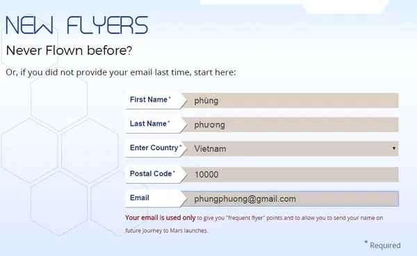 Gửi tên lên sao Hỏa