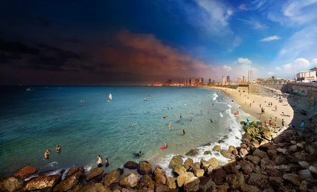 Bãi biển Tel Aviv, Israel.