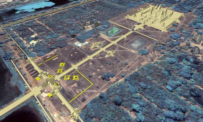 Vị trí 8 tòa tháp ở phía nam đền Angkor Wat.