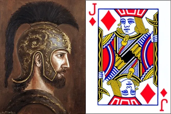 Quân bài J rô được cho là Hector - con trai vua Priamus.