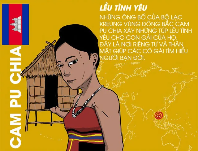 Tại Campuchia, lều tình yêu là nơi riêng tư và thân mật của các cô gái tìm hiểu người bạn đời.