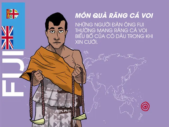Những người đàn ông ở FIJI mang răng cá voi biếu bố vợ khi xin cưới.