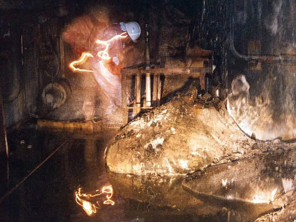 Hạt nhân phóng xạ nóng chảy sau thảm họa Chernobyl, còn được gọi là "chân voi"