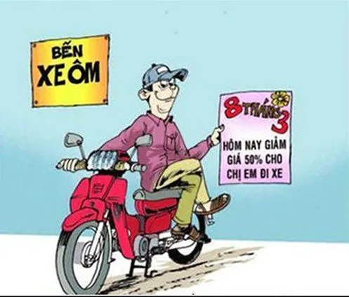 Nhân ngày Quốc tế Phụ nữ 8/3 bác xe ôm cũng giảm giá đặc biệt cho chị em đi xe.