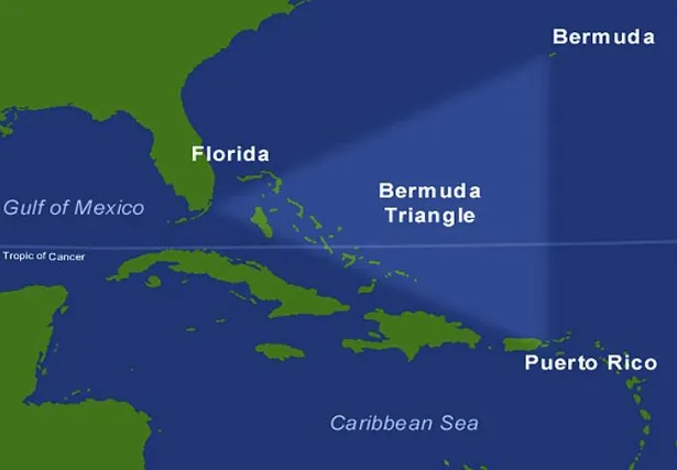 Khu vực Tam giác Bermuda ở tây bắc Đại Tây Dương.