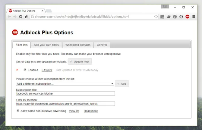 Facebook Adblock Plus