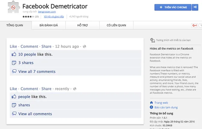 Facebook Demetricator