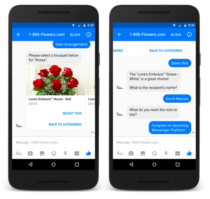 Bot giúp đặt mua hoa