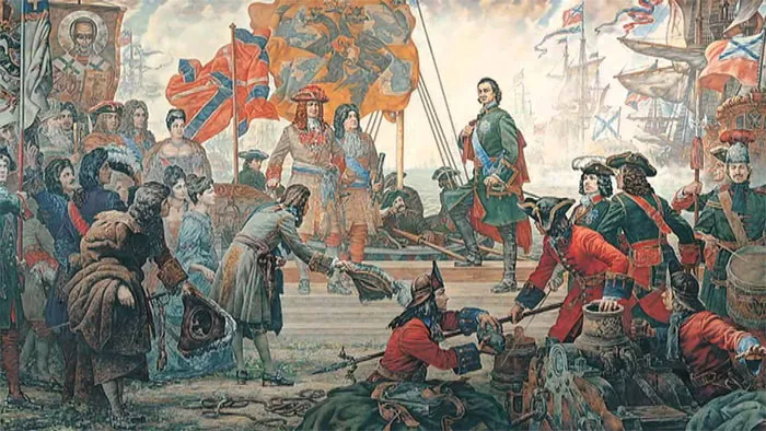 Pyotr Đại đế xây dựng hải quân Nga đầu tiên.