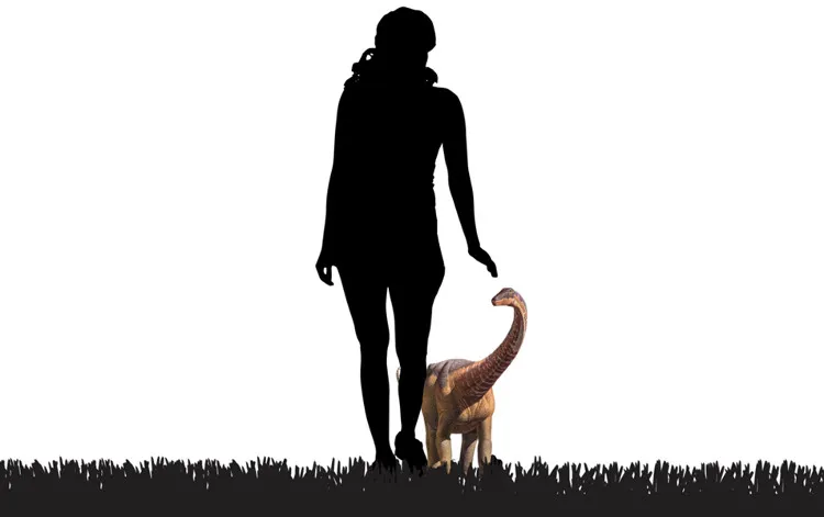 Ảnh minh họa kích cỡ của con Rapetosaurus sơ sinh và con người.