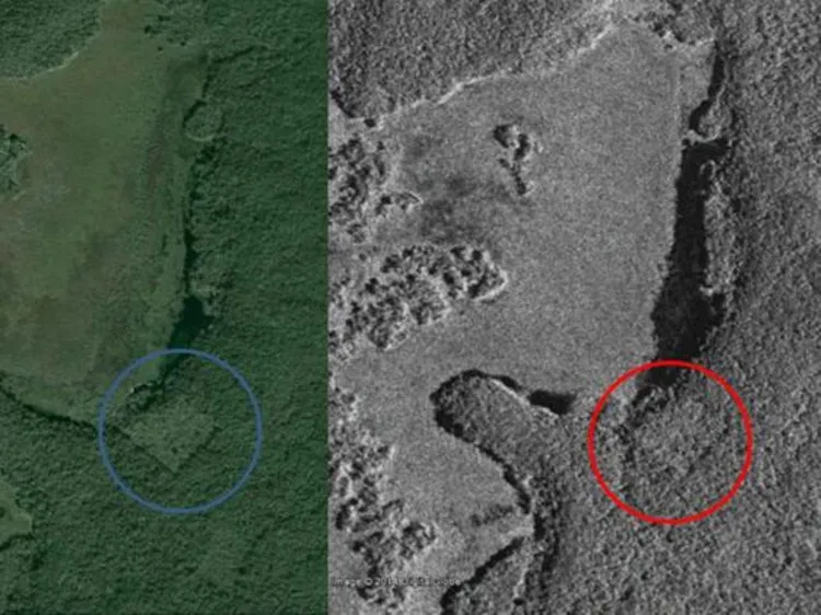 Vị trí thành phố Maya cổ đại trên bản đồ Google Earth.