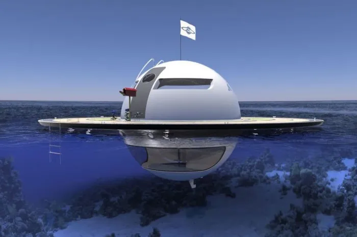 Ngôi nhà UFO trôi nổi trên đại dương.