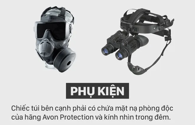 Bên cạnh đó là mặt nạ phòng độc và kính nhìn trong đêm.