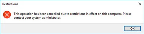 Thông báo không cho phép bạn tắt hệ thống khi thực hiện lệnh shutdown
