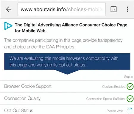 Trang web Digital Advertising Alliance.