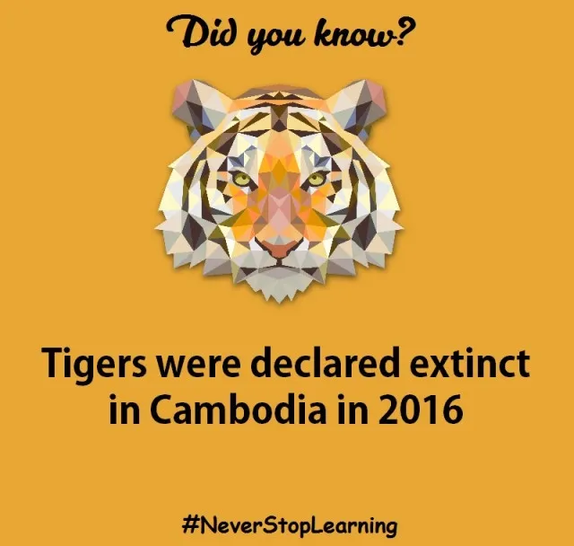 Hổ đã được tuyên bố tuyệt chủng tại Campuchia vào 06/04/2016.
