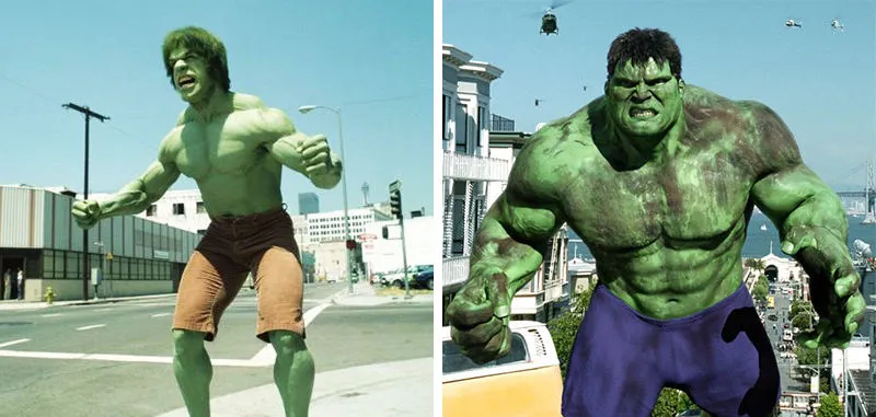 Sự khác biệt quá rõ ràng giữa Hulk của năm 1978 và 2014.