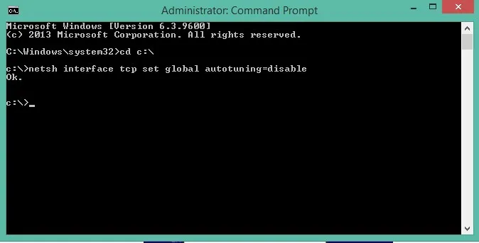 netsh interface tcp set global autotuning=disable