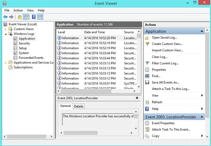 Event Viewer Screen