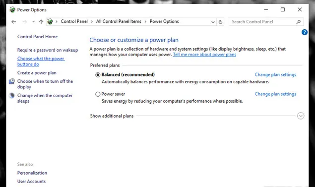 Power Options