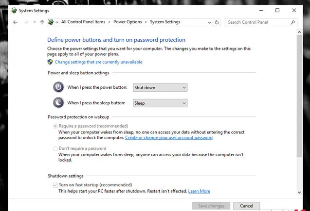 Change settings that are currently unavailable