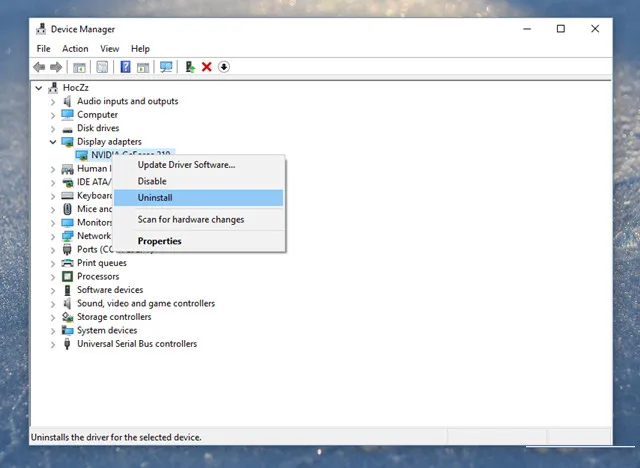 Uninstall phần cứng