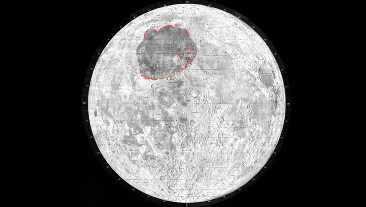 Địa điểm miệng hố va chạm Imbrium.