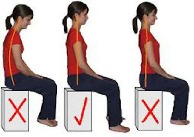 Tư thế ngồi đúng, lưng không quá cong hay quá thẳng