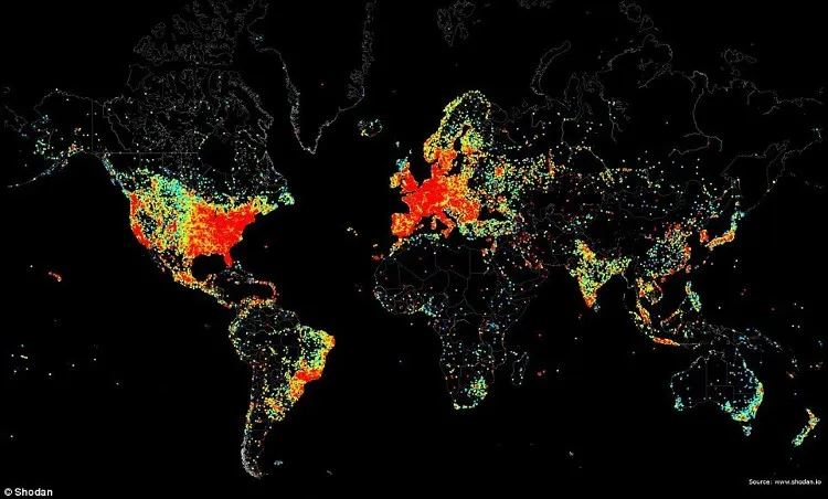 Bản đồ tất cả các thiết bị kết nối Internet trên thế giới.