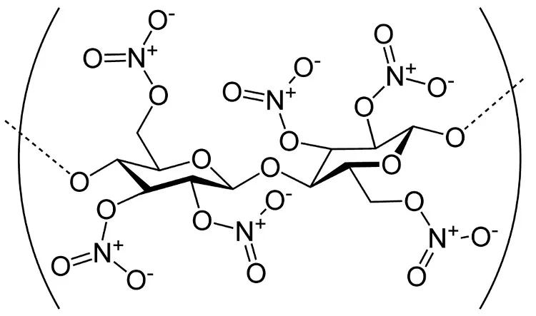 Cấu tạo hóa học của nitrocellulose.