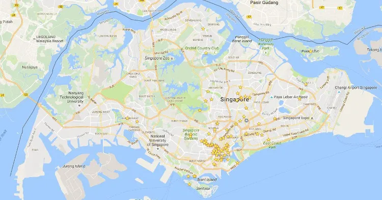 Vị trí Đập Marina trên bản đồ Singapore
