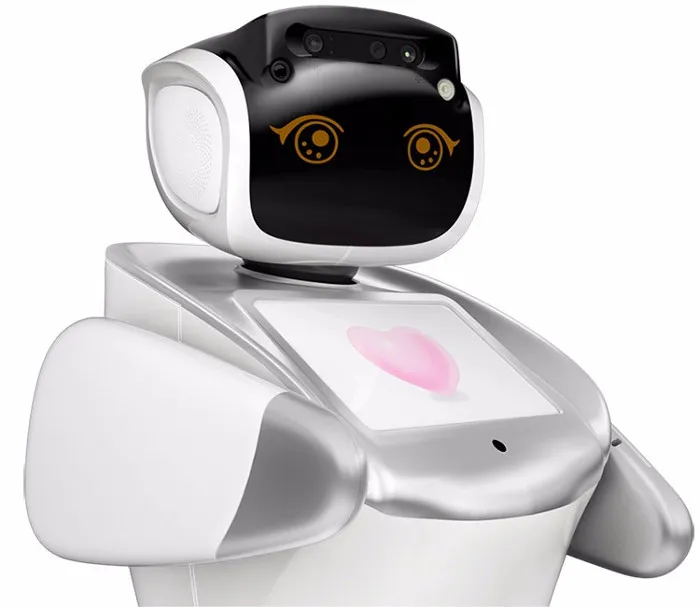Robot Sanbot có hình dạng giống chim cánh cụt.
