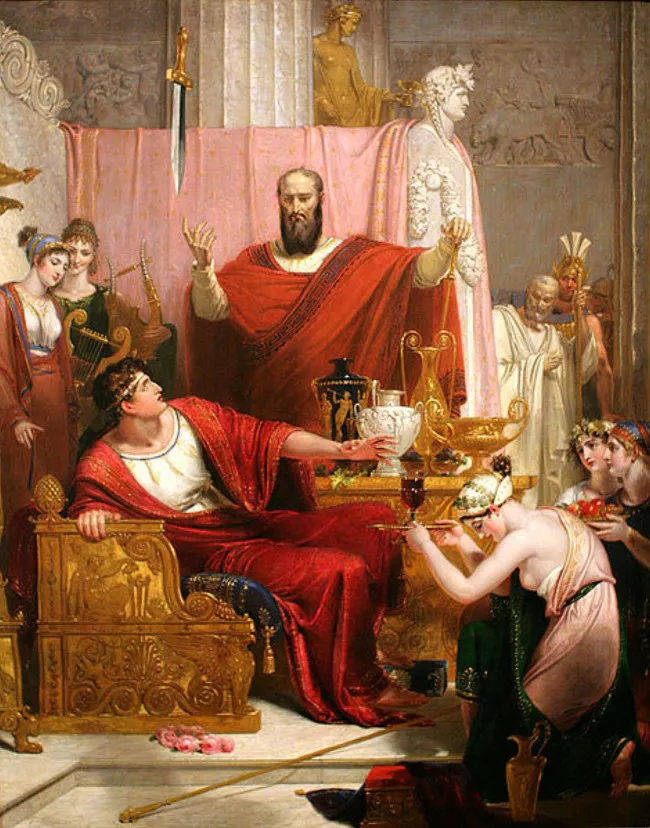 Damocles không thể tận hưởng được sự xa hoa của các bữa tiệc, mỗi lần thấy thanh gươm hắn càng lo sợ.