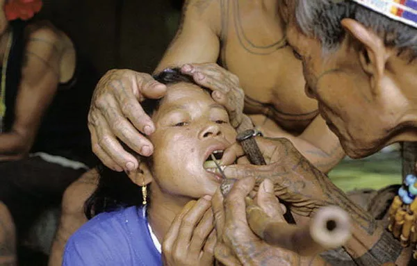 Cách mài răng của người Mentawai.