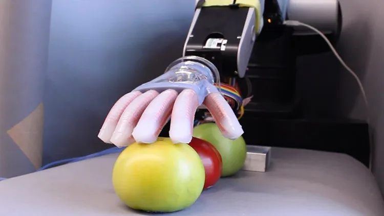 Gentle Bot sử dụng một bong bóng có hình dáng giống bàn tay con người được tích hợp sẵn những ống dẫn sóng.