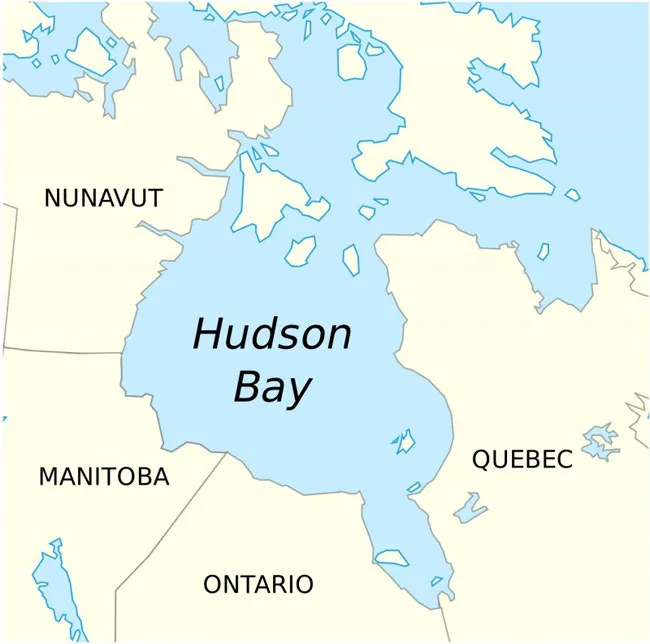 Bản đồ vùng vịnh Hudson.